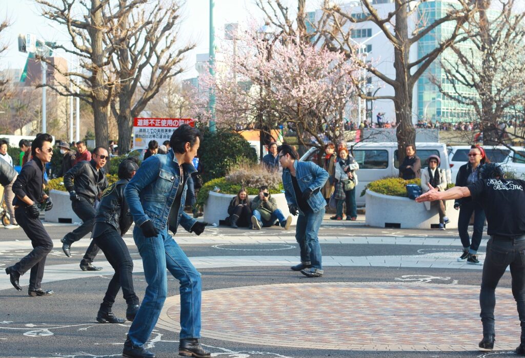 Yoyogi's rockabillies dancing in the park on a Sunday in March (Source: Wikipedia)