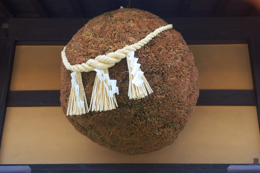 Sake breweries are recognized by Sugidama (Ceddar ball made of ceddar needles) hung over the entrance