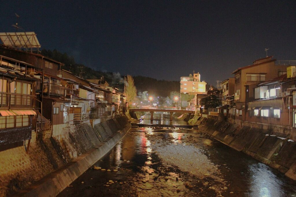The Miya River, night view (Source: Wikipedia)